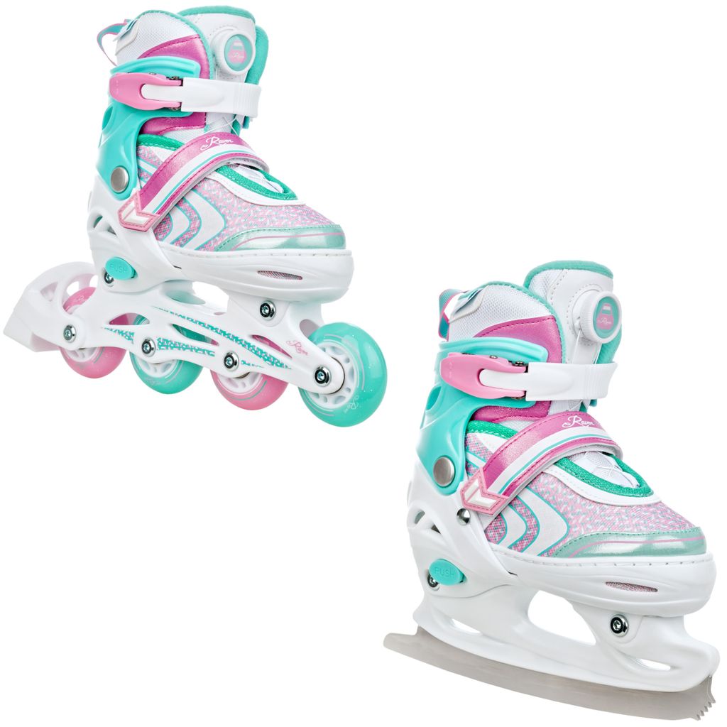 2in1 Inlineskates Schlittschuhe Raven Lia PLUS Mint 30-33 verstellbar