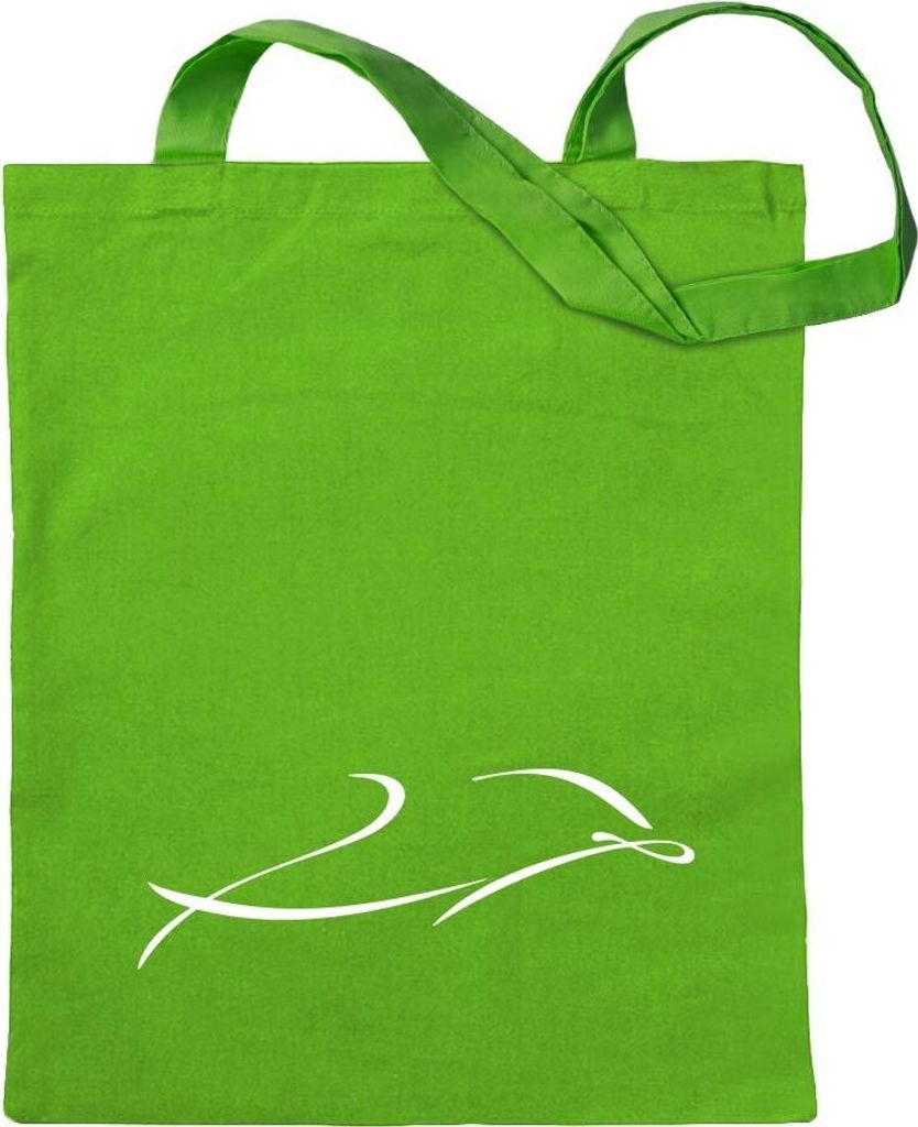 Kiwistar - Baumwolltasche - hellgrün - Delfin - Tragetasche Stoffbeutel Umhängetasche langer Henkel