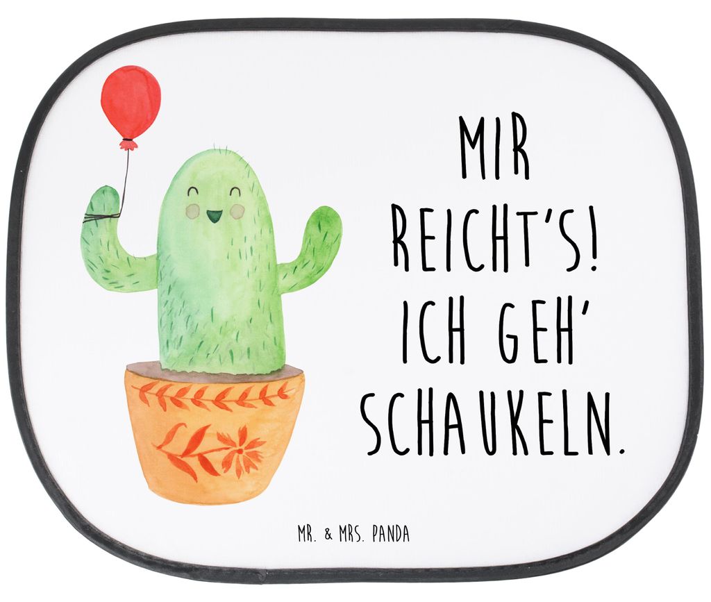 Mr. & Mrs. Panda Auto Sonnenblende Kaktus Luftballon - Weiß - Geschenk, Kakteen, Seitlicher Sonnenschutz, Hitzeschutz, blendschutz, Prüfung, für...
