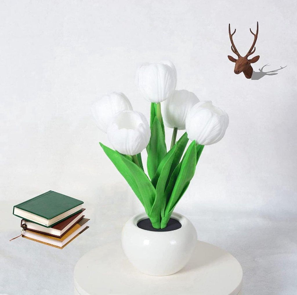 Tulpen LED Nachtlampe – Künstliche Blume mit Vase – Wohnraumdeko & romantisches Geschenk
