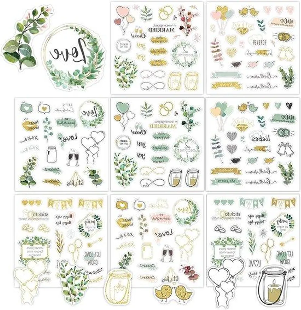 Set de stickers dorés décoratifs pour personnalisation de livres d'or