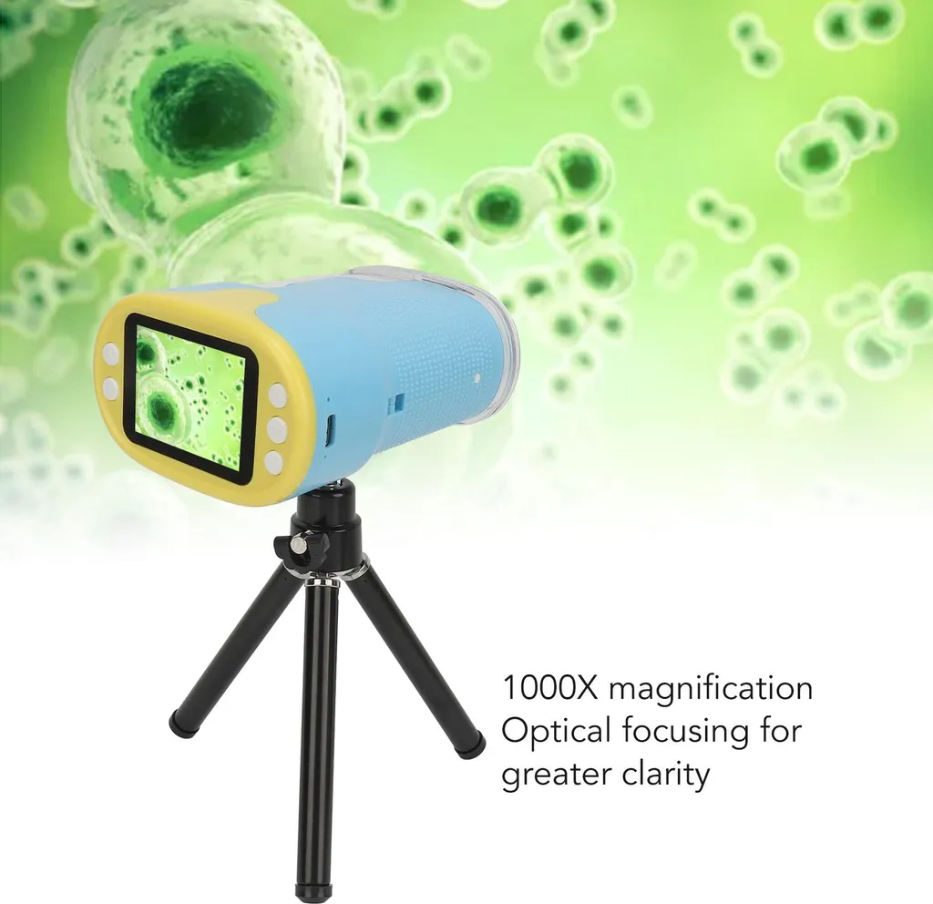 Microscope portable enfant HD 1000X : fini les piles avec cet écran 2"