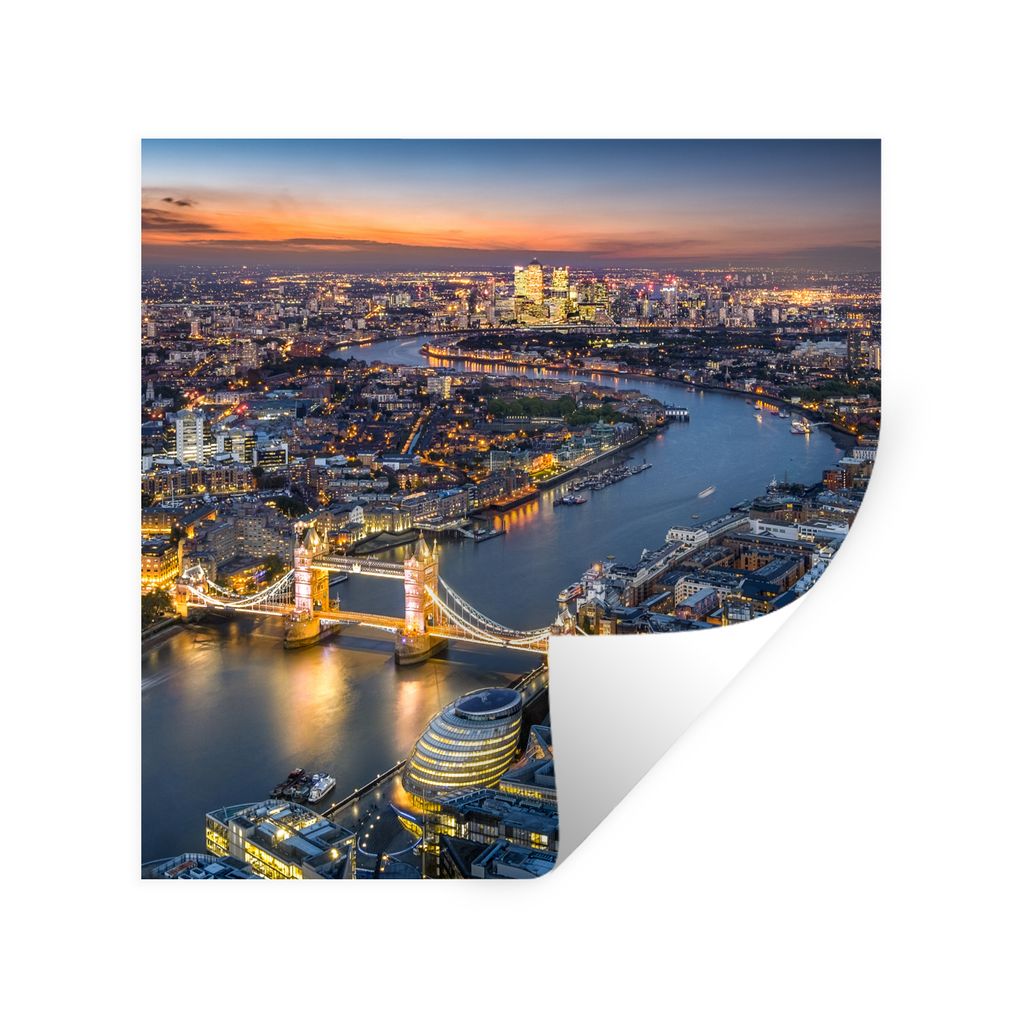 MuchoWow Wandtattoo Wandsticker Wandaufkleber Sonnenaufgang - London - Skyline 50x50 cm Selbstklebend und Repositionierbar - Selbstklebend - Foto...