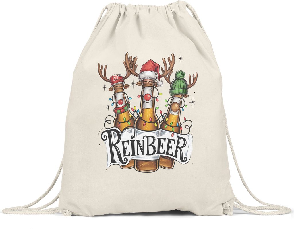 ReinBeer Turnbeutel Bier Weihnachten Geschenkidee Weihnachtsbier Party Accessoire