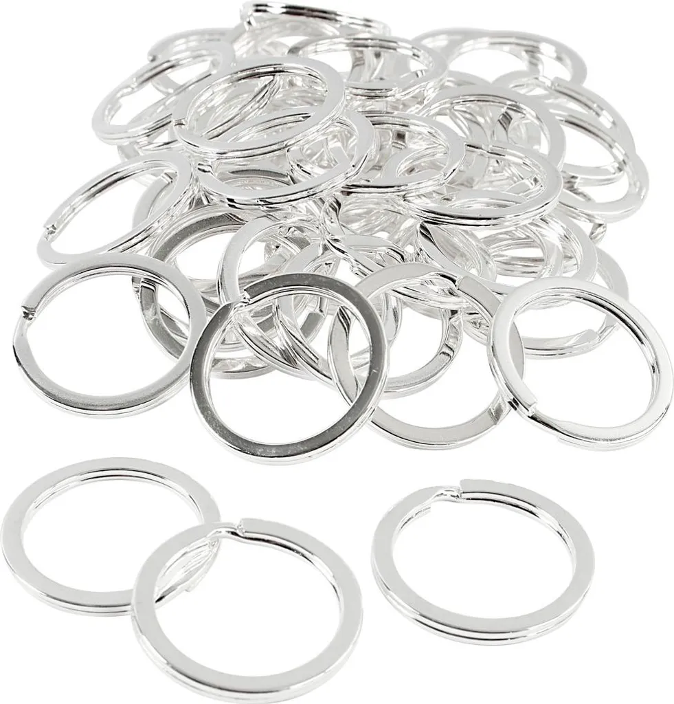 Anello Spaccato 28mm Argentato VS 50pz - Portachiavi Qualità Superiore