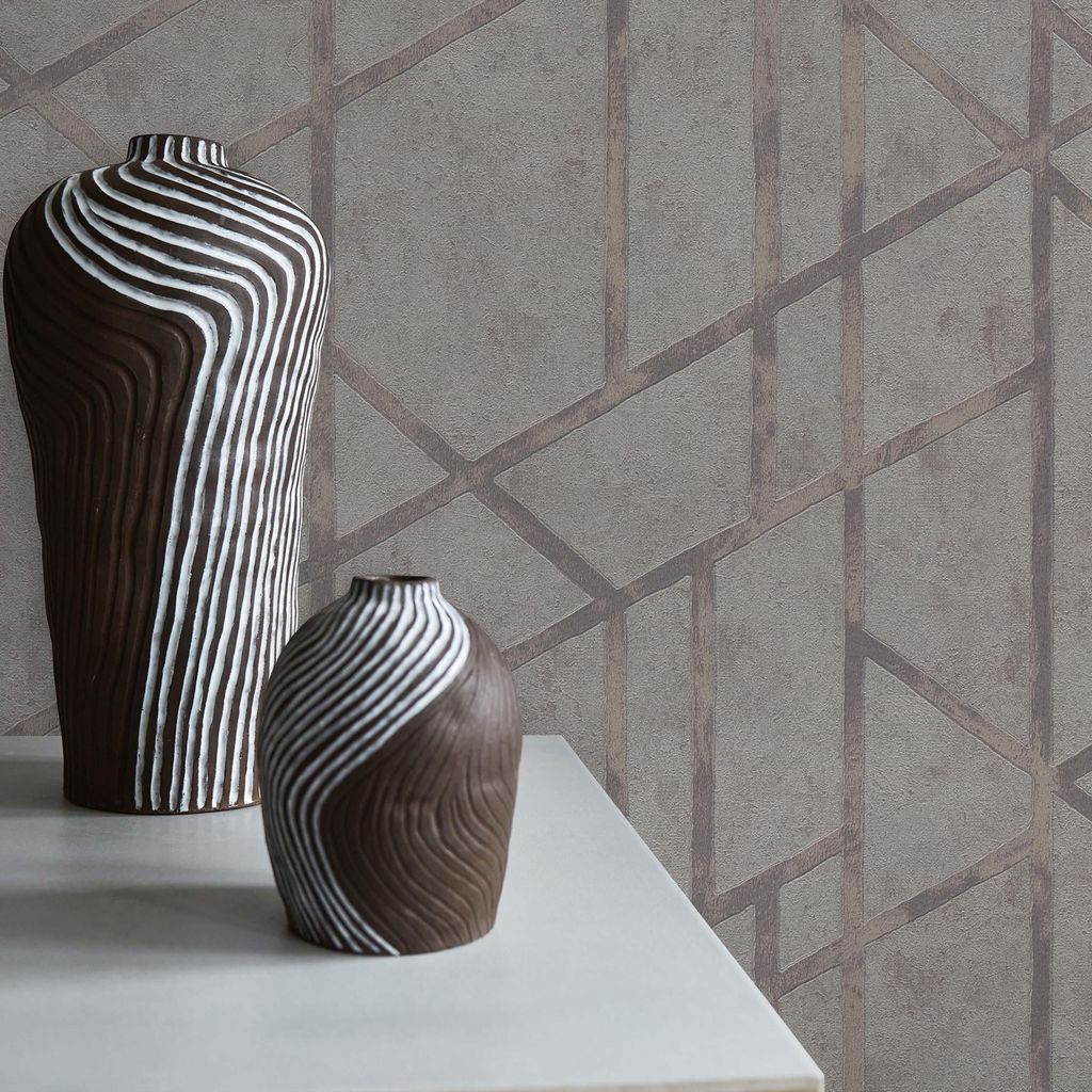 TADESSI Tapete Grafik Tino M1-No.287 Vliestapete Grau Silber Geometrische Tapete Wohnzimmer Schlafzimmer Küche