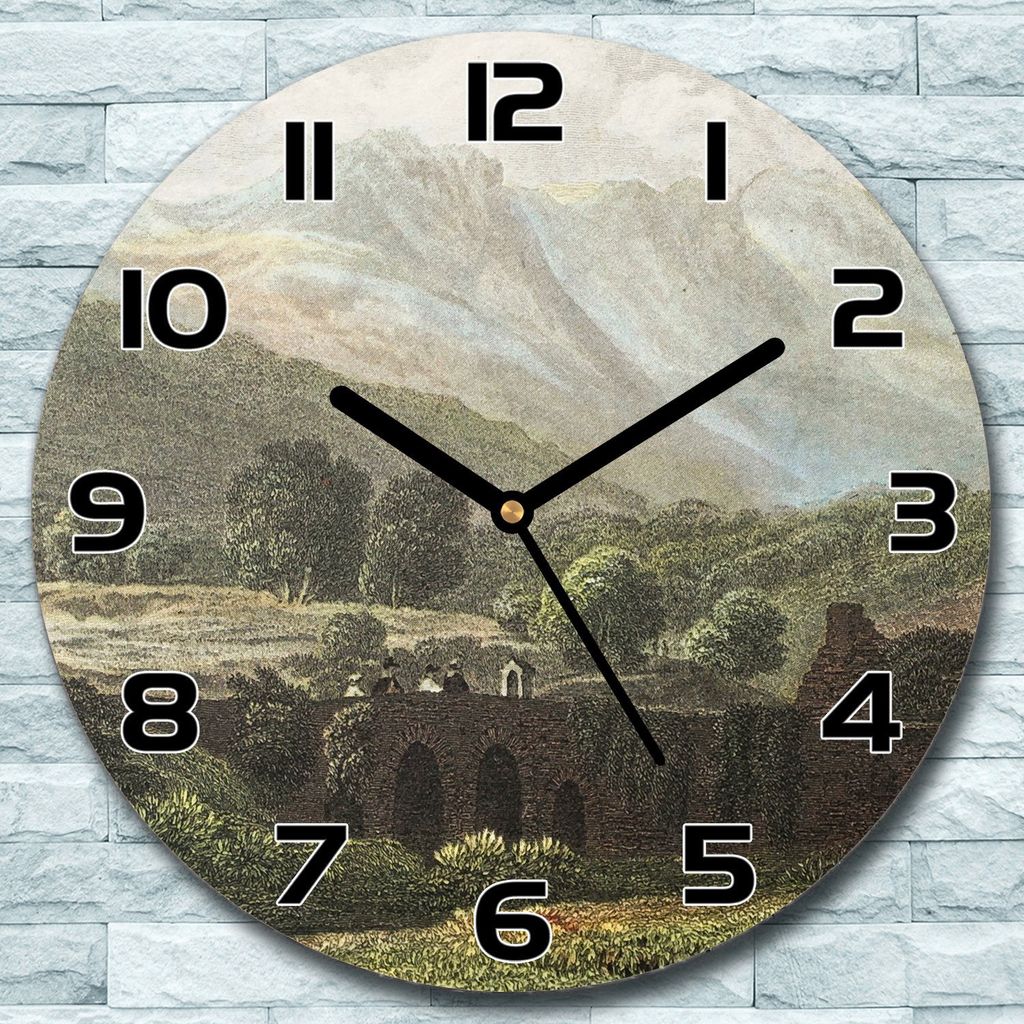 Wanduhr aus Glas Rund fi 30 Aquarell Land Natur Quarz Deko Schlafzimmer Büro