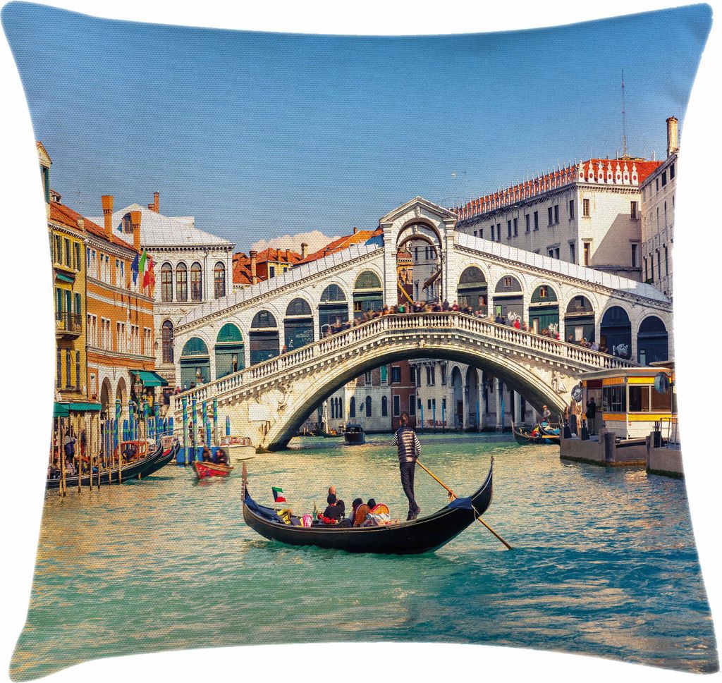 ABAKUHAUS Venedig Kissenbezug, Sunny Day in City-Reisen, Digitaldruck Wasser Resistent Farbfest mit Reißverluß und Waschbarer Kissenhülle, 60 x ...