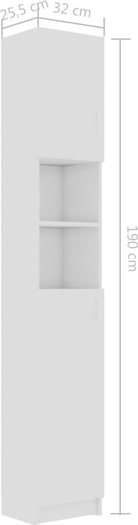 vidaXL Szafka łazienkowa biały wysoki połysk 32x25,5x190 cm Zdjęcie produktu 18