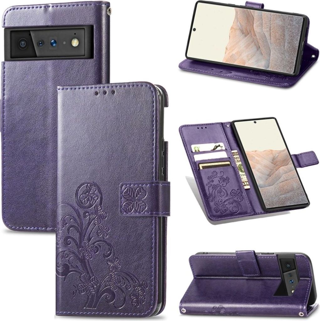 König Design Hülle kompatibel mit Google Pixel 6 Pro Kunstleder Handyhülle - Handy Case Violett