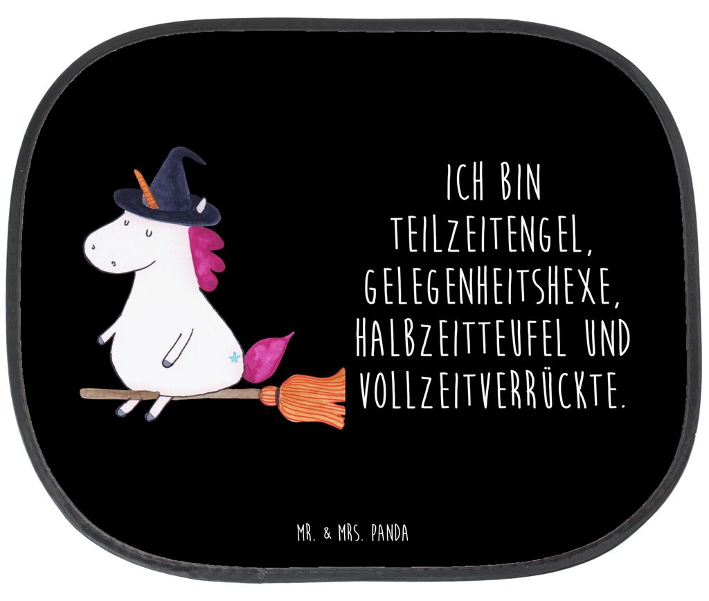 Mr. & Mrs. Panda Auto Sonnenblende Einhorn Hexe - Schwarz - Geschenk, Sonnenschutz, Autoscheiben, Hitzeschutz, Frau, Einhörner, Unicorn, Teufel, f...