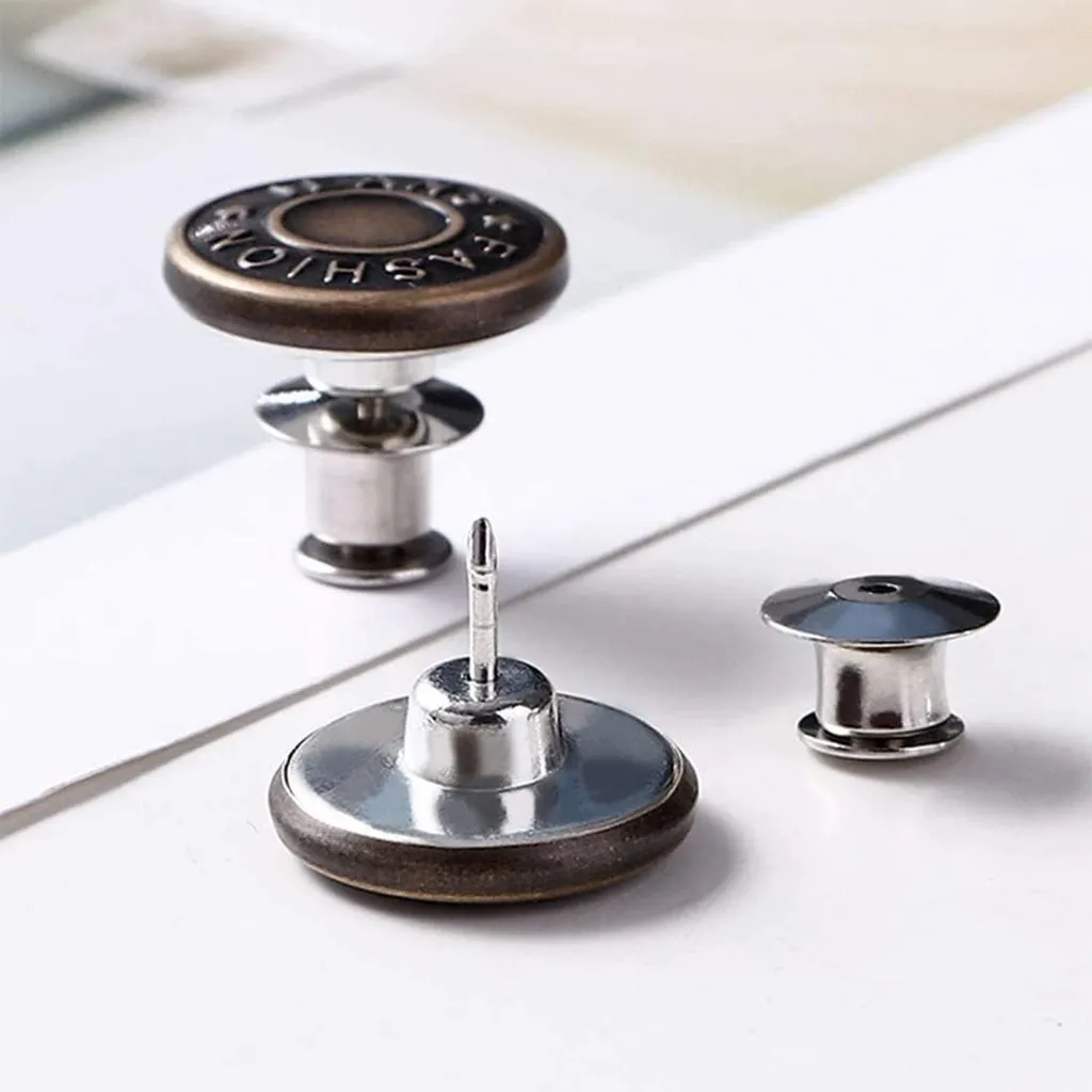 20 Boutons Clips Métal 17mm Jeans - Fixation sans Couture Allecto