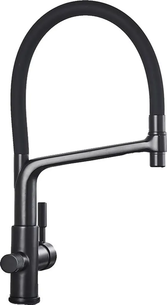 Mitigeur de cuisine noir mat avec douchette extractible et double commande