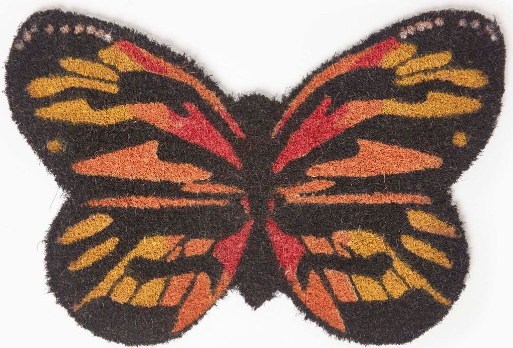 HOMESCAPES Paillasson coco orange papillon Image du produit 