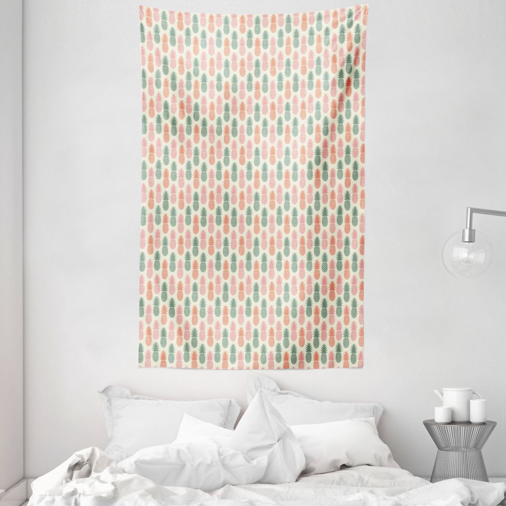 ABAKUHAUS Jahrgang Wandteppich und Tagesdecke, Ananas-Silhouetten aus Weiches Mikrofaser Stoff Waschbar ohne Verblassen Digitaldruck, 140 x 230 cm,...