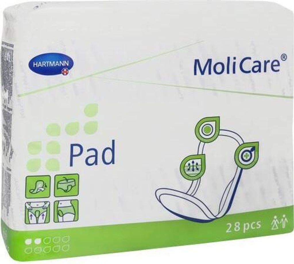 A package of HARTMANN MoliCare Pad incontinence pads.