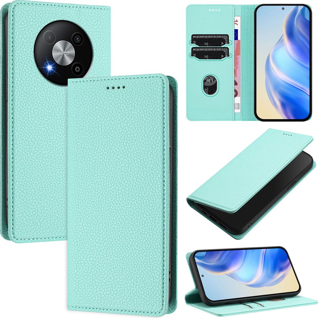 Litchi Leder Handyhülle für ZTE Blade A73 5G Wallet Produktbild 
