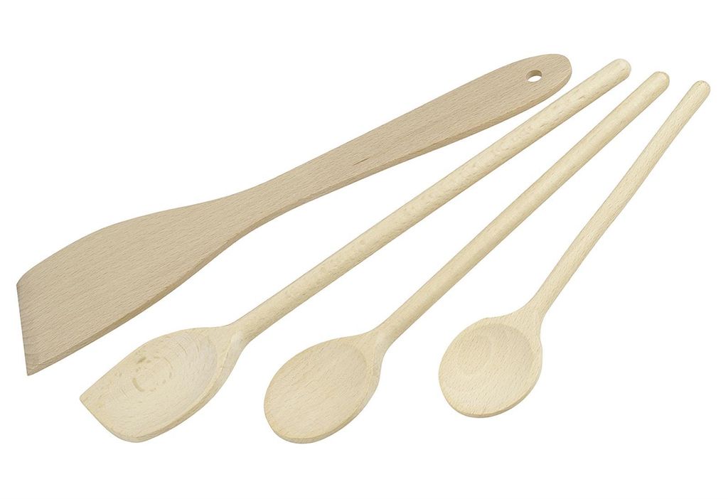FACKELMANN Holzlöffel-/Pfannenwender Fair Buche 4teiliges Set