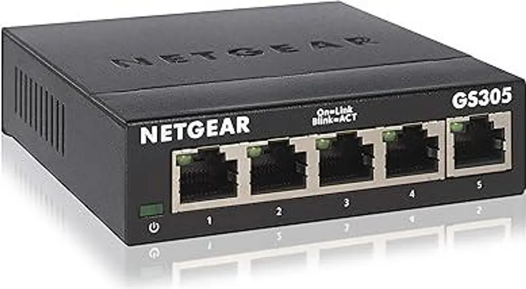 NETGEAR GS305 Switch 5 Porte Gigabit | Hub Ethernet Metallo Nero