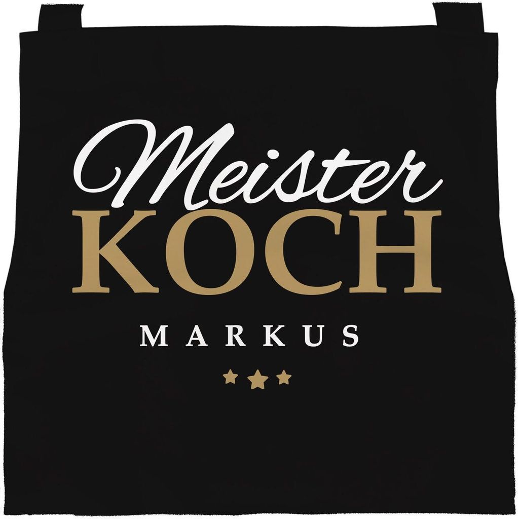 personalisierte Kinderschürze mit Namen Meisterkoch Küchenschürze, Kochschürze Jungen Mädchen Kinder SpecialMe Herren schwarz 6-10 Jahre