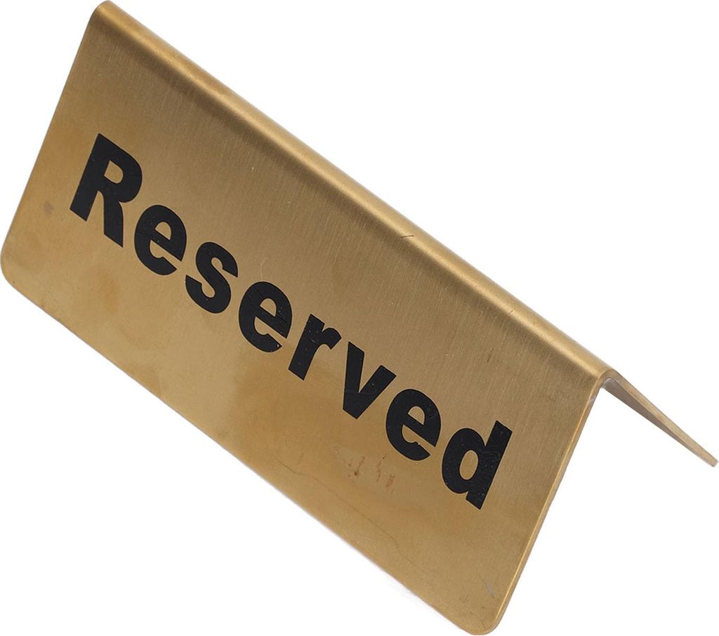 Metall Tischplatte Schild Starker Edelstahl Doppelseitig Platzsparend Gold Tischplatte Schild für Party Hochzeit Hotel Reserviert