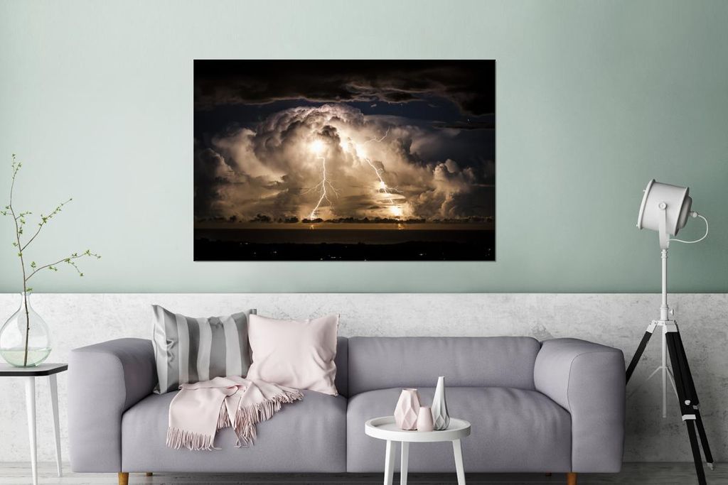 MuchoWow Wanddekoration Metall Metallbild Wandkunst 120x80 cm Stürmische Nacht über Byron Bay MuchoWow Aluminium Gemälde - Alu Bild