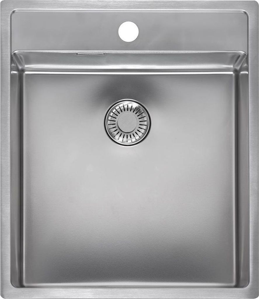 REGINOX R40461 Edelstahlspüle NEW YORK 40x40 mit Hahnlochbank und Integralablauf ab Schrankbreite 50 cm / Flächenbündig / Flacheinbau