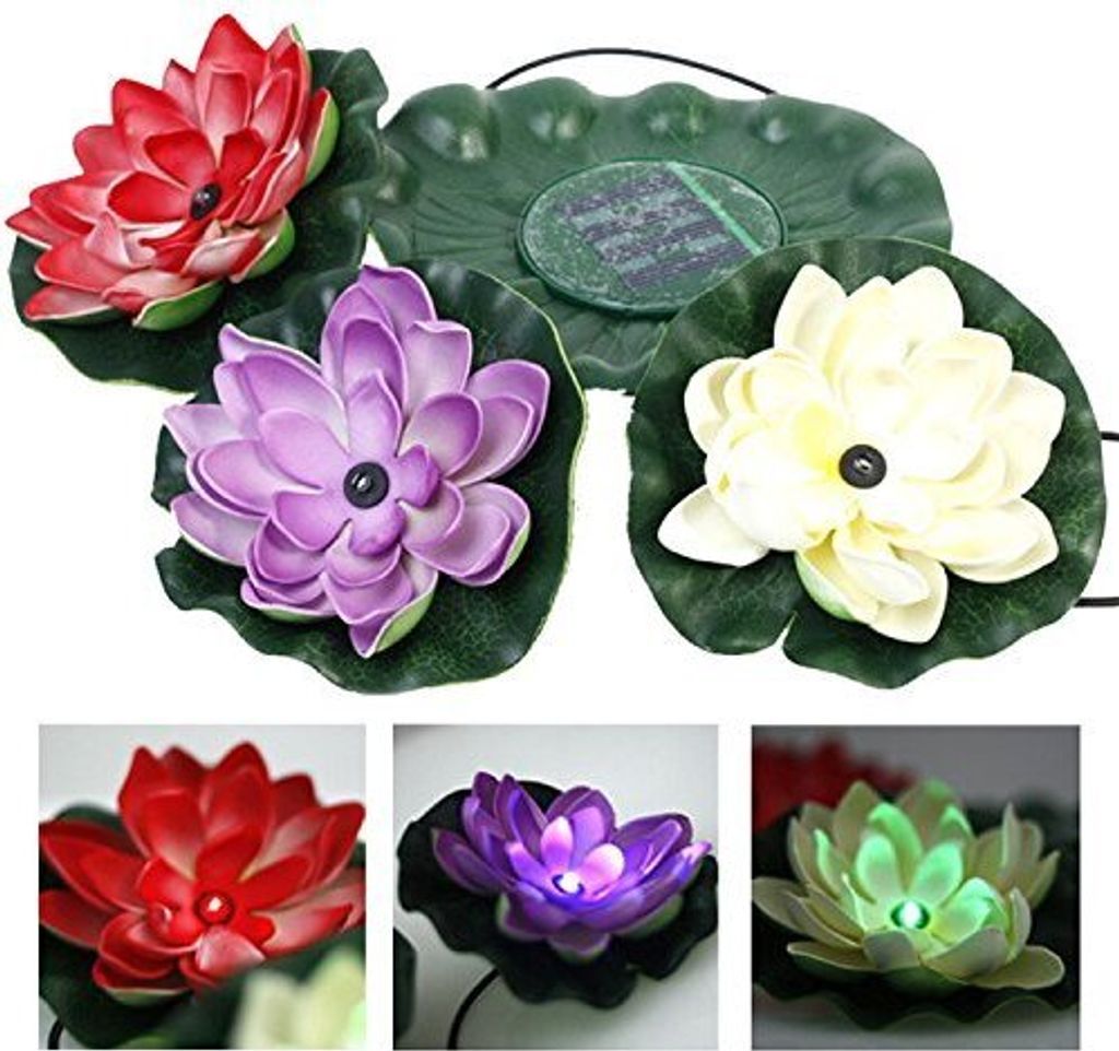 LED wasserdichte schwimmende Poollichter, Eonant 3 Solarfarbe Wechselnder Wasserlily Garten Aquarium Hochzeitsdekoration