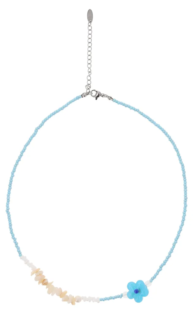 Collier femme bleu et blanc Nahima accessoire idéal pour tenue d'été chic