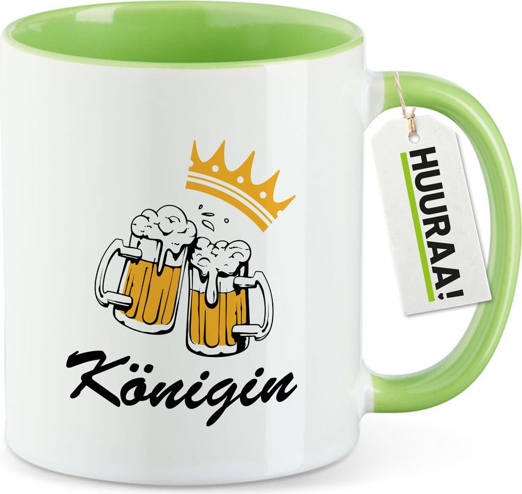 Huuraa Kaffeetasse Königin Schützenfest 330ml Grün Keramik Kaffeebecher Geschenkidee