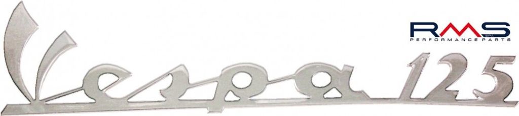 RMS Emblem / Schriftzug " Vespa 125 " kompatibel mit Vespa Primavera - 3 Pins 135x35 mm