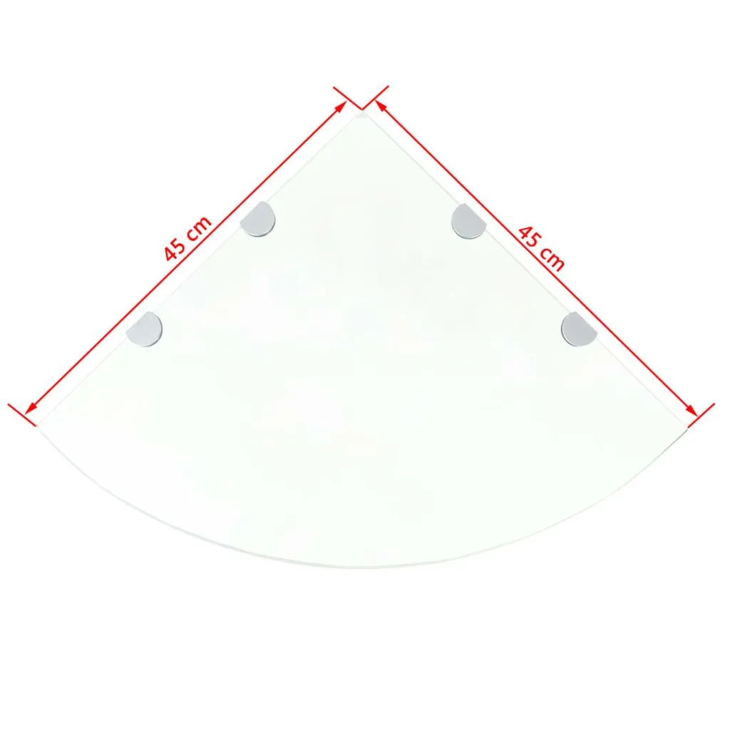 Tablette d'angle verre transparent 8mm et fixations chromées 45 cm