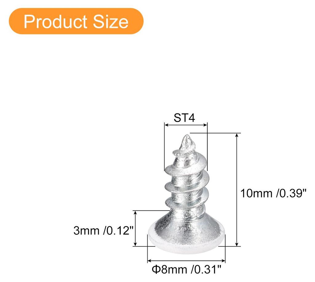 ST4x10mm 25Stk Wei?e Schrauben Senkkopf Holz Selbstschneidend Schrauben Flach Kopf Kreuzschlitz Holzschrauben fš¹r Holzarbeiten
