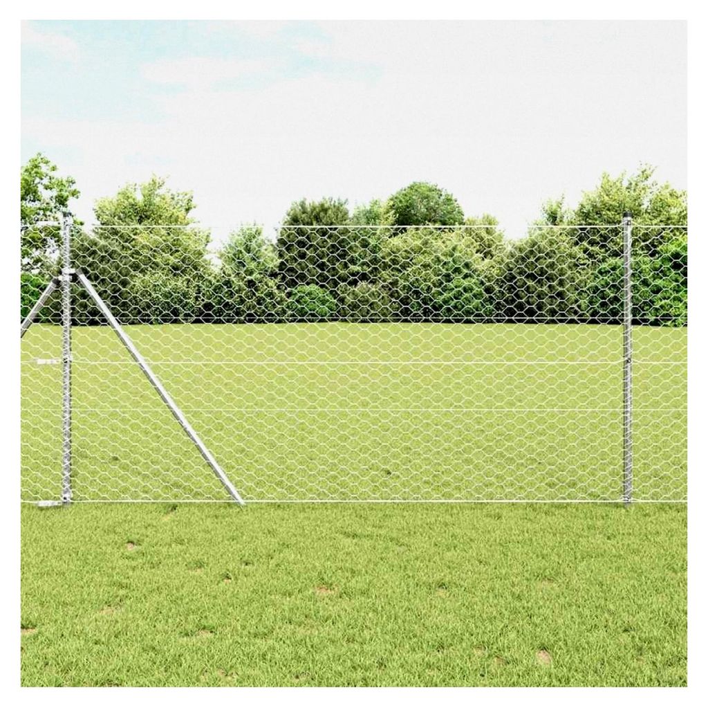 Zaunpfosten Silber 100 x 1 m (50 mm Maschenweite) Stahl Gartenzaun für Hundezaun, Weidezaun, Gartenzaun und Hühnerzaun