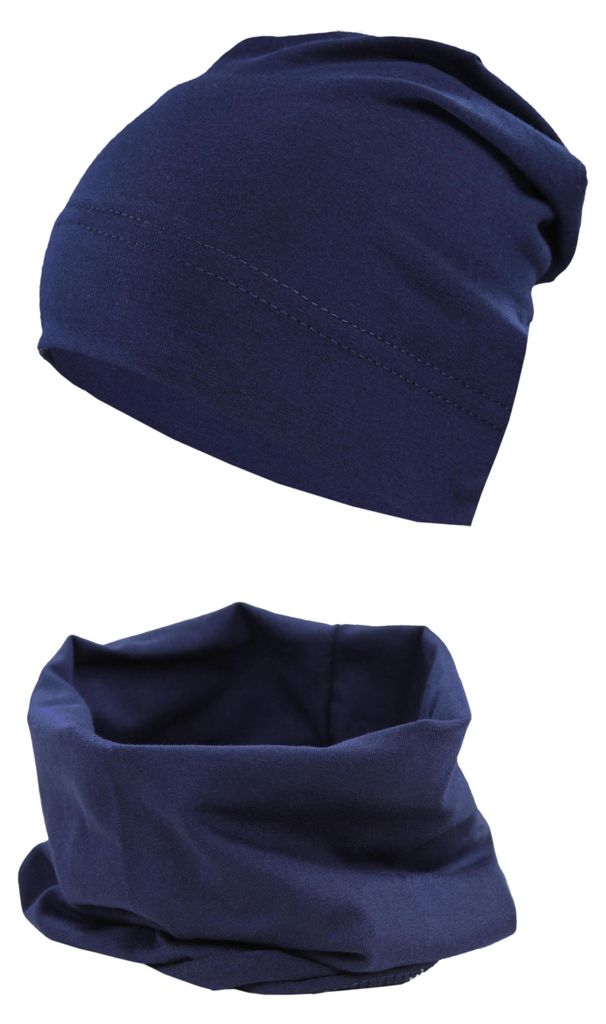 TupTam Jungen Beanie Mütze und Schlauchschal 2er Set, Farbe: Dunkelblau, Hat Size: 56