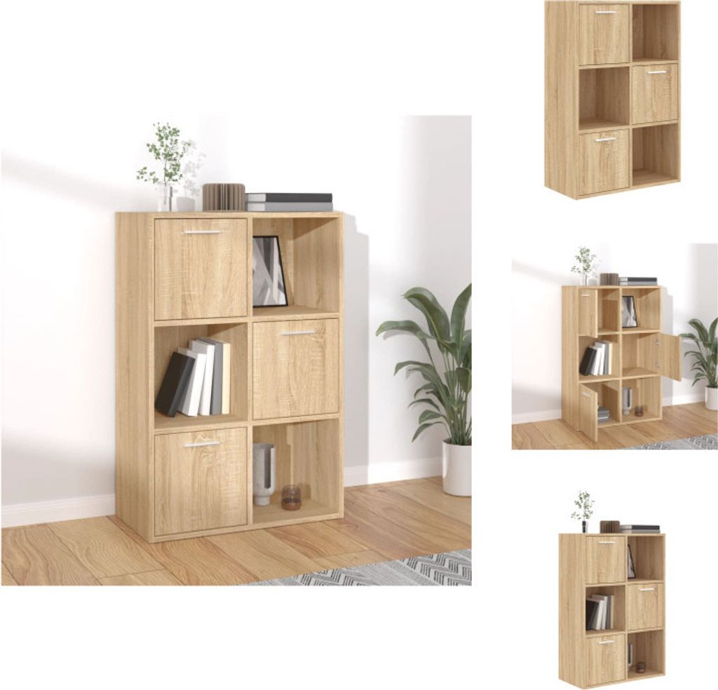 vidaXL Lagerschrank Sonoma-Eiche 60x29,5x90 cm Holzwerkstoff - Bücherregale & Bücherschränke