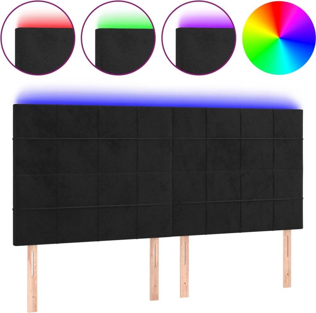 vidaXL LED Kopfteil Schwarz 160x5x118/128 cm Samt