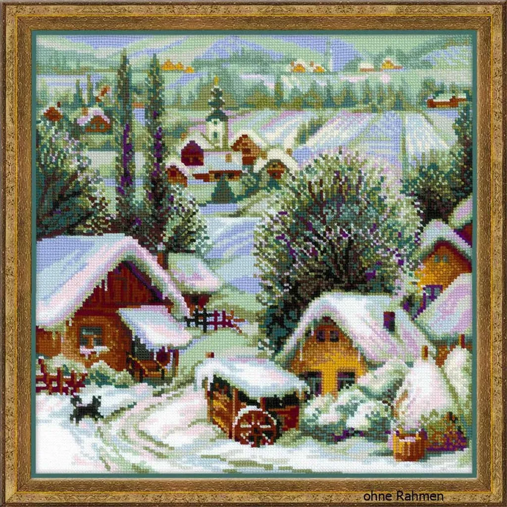 Kit broderie Riolis Village serbe avec diagramme de points comptés