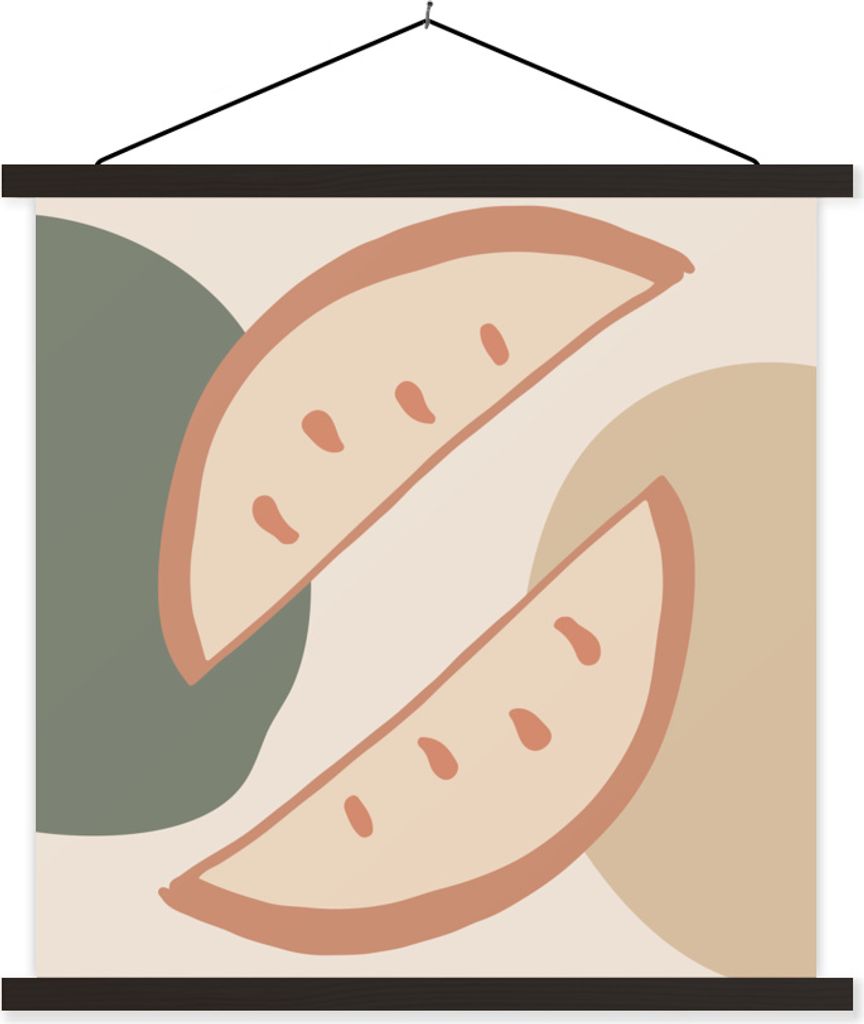 MuchoWow Textilposter Obst - Pastell - Sommer 90x90 cm mit schwarzem Rahmen - Magnetisches