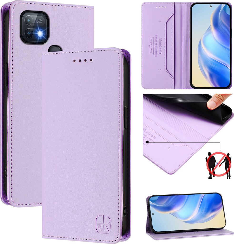 Lederhülle für Infinix Hot 10i Hülle Flip Brieftasche Kartenfächern Ständer Schutzhülle Violett
