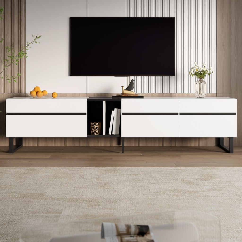 Mobiletto TV Merax con ripiano incernierato e vani a Immagine del prodotto 