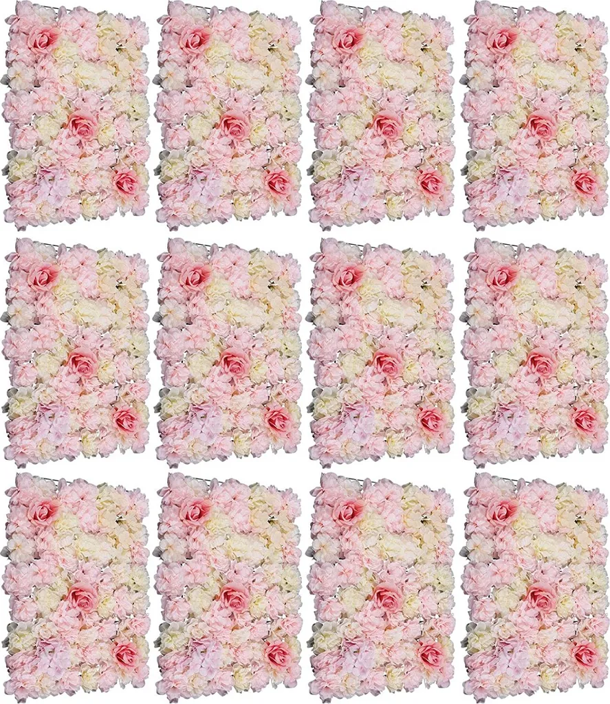 Mur de Fleurs pour Mariage : 12 Panneaux Roses Décoration de Jardin