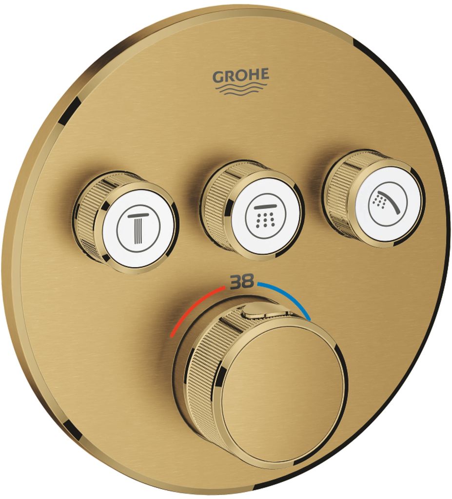 Grohe Grohtherm SmartControl Thermostat mit drei Absperrventilen, Wandrosette rund, 29121GN0