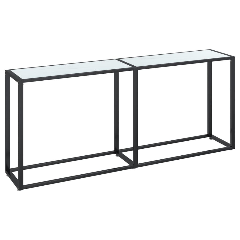 vidaXL Konsolentisch Weiß Marmor-Optik 180x35x75,5 cm Hartglas