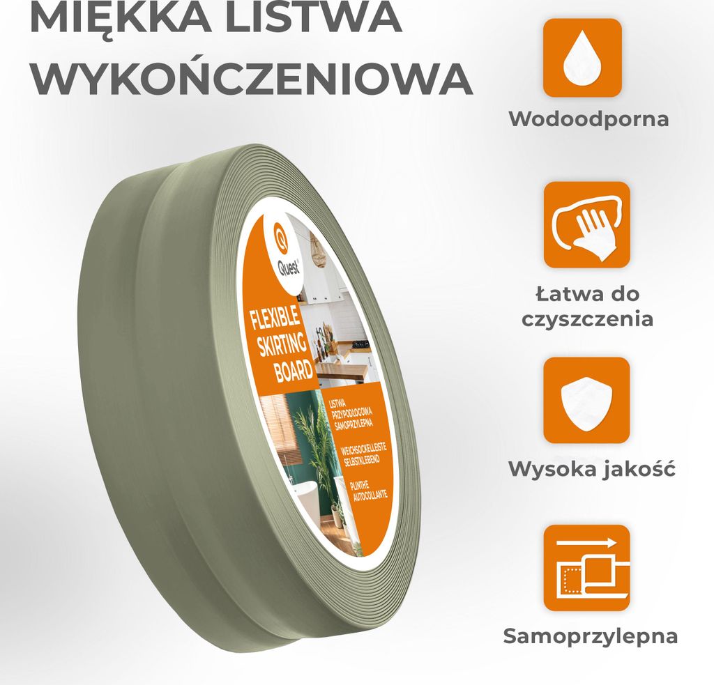 QUEST Listwa wykończeniowa PCV 30x30mm, 5m, samoprzylepna, Zdjęcie produktu 