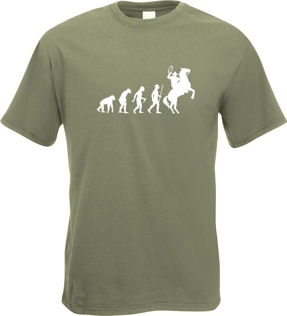 Kiwistar - T-Shirt - Olive - Cowboy mit Lasso Evolution Motiv Bedruckt Funshirt Design Print - mit Motiv Bedruckt - Funshirt Design - Sport - Freiz...