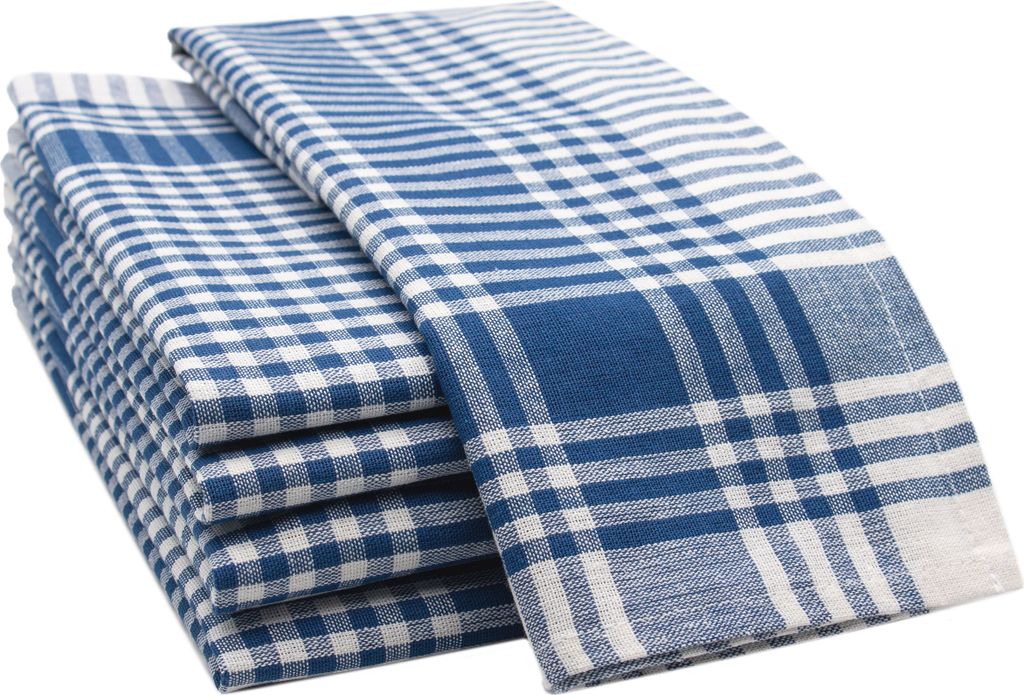 5er Set Geschirrtücher 100% Baumwolle in 50x70 cm, saugstarke & robuste Küchentücher, blau kariert