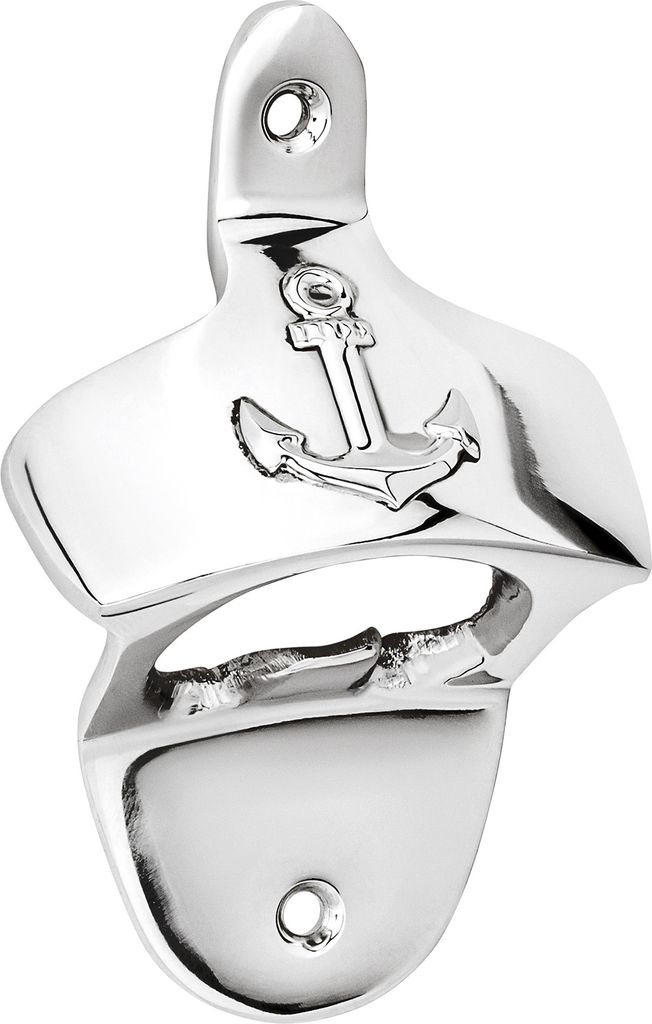 NKlaus Maritimer Flaschenöffner Wandmontage Messing massiv silber Wandflaschenöffner 11791