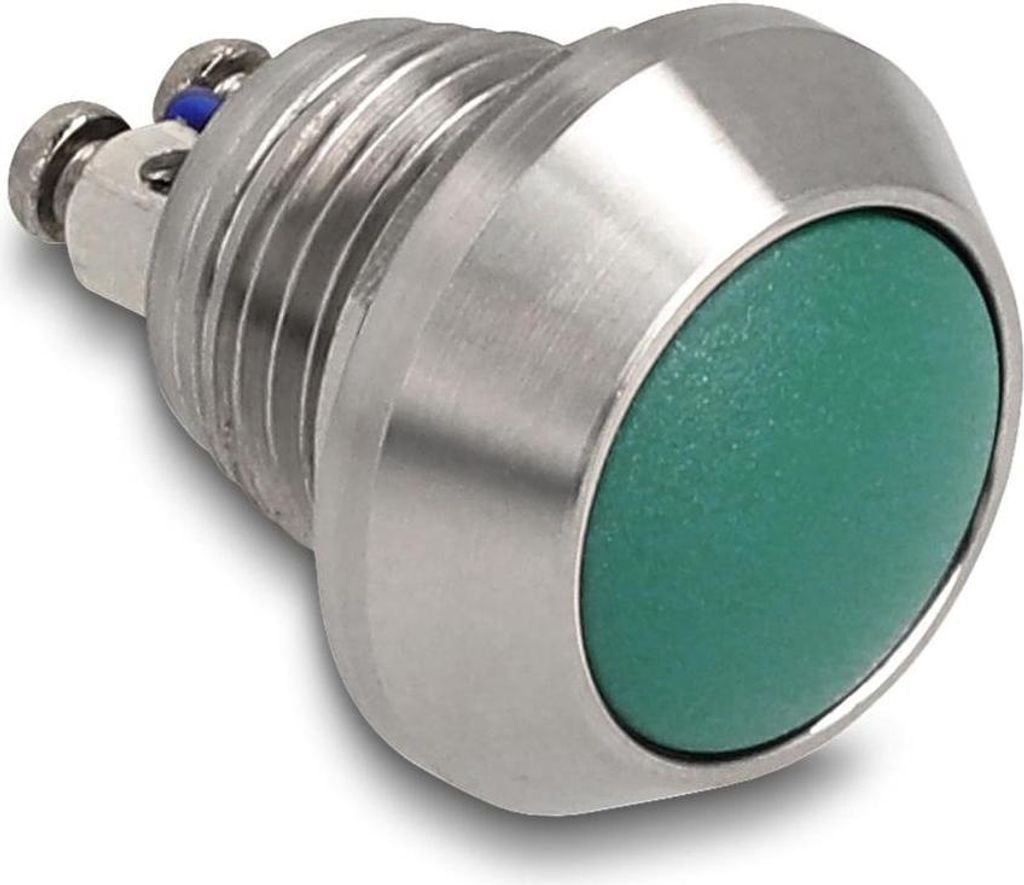 DELOCK Drucktaster zum Einbau 12 mm 2 x Schraubklemme grün