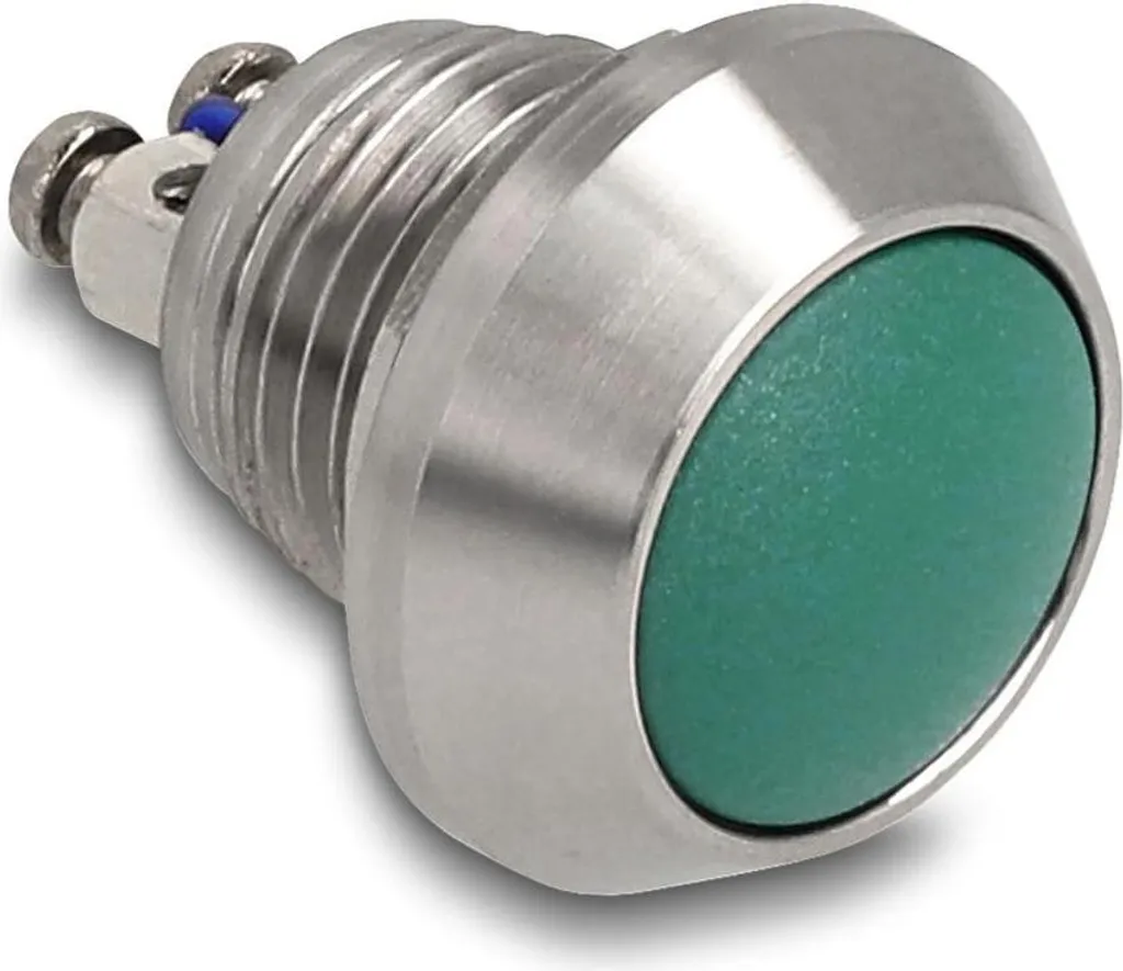 Delock Bouton-poussoir 12 mm avec 2 bornes à vis couleur vert 12554